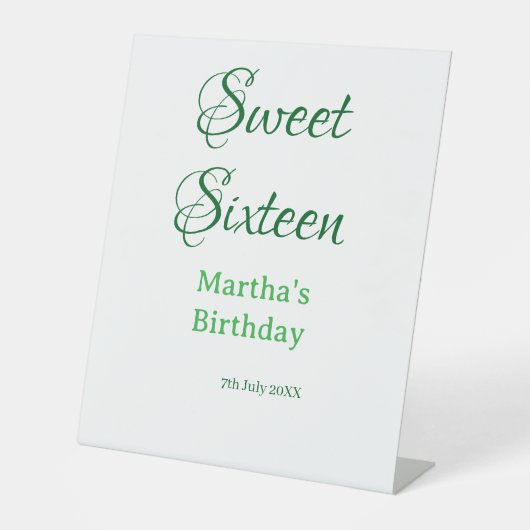 Sweet Sixteen green name date calligraphy boho ret 台座サイン (正面)