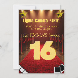 Sweet Sixteen Hollywood Glam Invitation – Black &  招待状