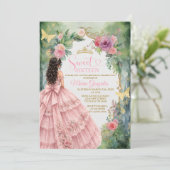 Sweet Sixteen Invitation Pink Floral Garden 招待状 (スタンド正面)