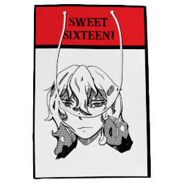 Sweet Sixteen Lineart ミディアムペーパーバッグ
