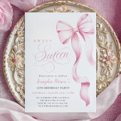 Sweet Sixteen Pink Bow Invitation 招待状
