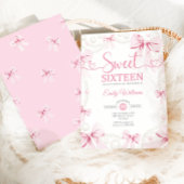 Sweet Sixteen Pink Bows Pearls Coquette 招待状