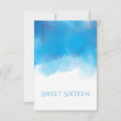 Sweet sixteen RSVPの夏の青の水彩画 出欠カード (裏面)