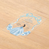 Sweet Sixteen Silver and Baby Blue Birthday アクリル招待状 (レイダウン)