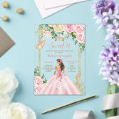 Sweet Sixteen Soft Blush Pink Crown Gold Birthday アクリル招待状 (インサイチュ (ウェディング))