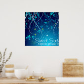Sweet Sixteen Teal Blue Swirls Party Banner ポスター (キッチン)