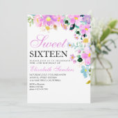 Sweet Sixteen with Watercolor Spring Flowers 招待状 (スタンド正面)