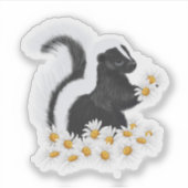 Sweet Skunk with Daisies Sticker シール (正面)