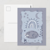 Sweet Sleeping Cat Folk Art - Artist Postcard ポストカード (正面/裏面)