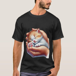 Sweet Sleeping Kitten in Hands Tiny Calico Cat  ✨ Tシャツ