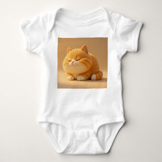 Sweet Sleeping Orange Tabby Cat – Baby Bodysuit De ベビーボディスーツ (正面)