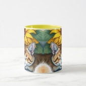 Sweet Sleepy Kitty Cat and Sunflowers Personalized マグカップ (中央)