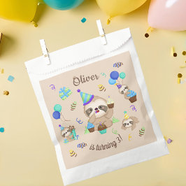 Sweet Sloth Birthday Party Blue Balloon  フェイバーバッグ