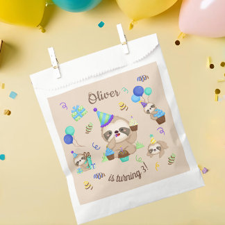 Sweet Sloth Birthday Party Blue Balloon  フェイバーバッグ