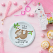 Sweet Sloth It's a Boy Baby Shower 7"プレート ペーパープレート (パーティー)