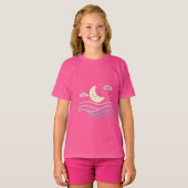 Sweet Smiling Moon & Stars ～ かわいい夜のデザイン Tシャツ (正面フル)