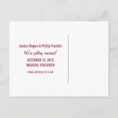 Sweet Snowflake日付ポストカードを保存,明るい赤紫色 案内ポストカード (裏面)