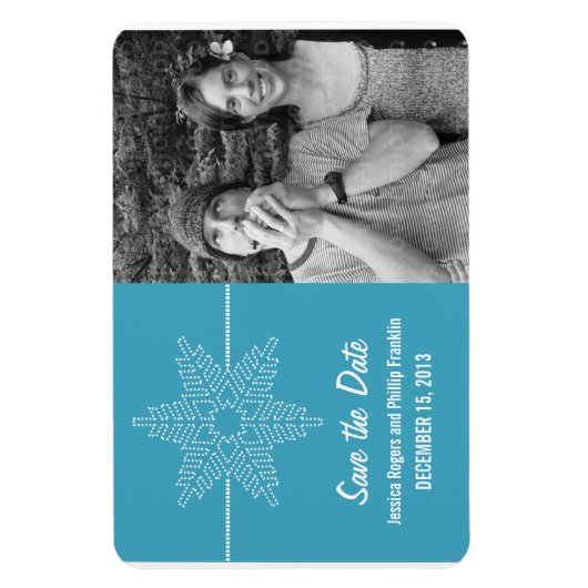 Sweet Snowflake Save the Date Magnet, Blue マグネット (縦)