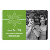 Sweet Snowflake Save the Date Magnet, Green マグネット (横)
