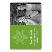Sweet Snowflake Save the Date Magnet, Green マグネット (縦)