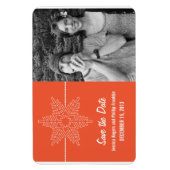 Sweet Snowflake Save the Date Magnet, Orange マグネット (縦)