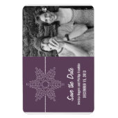 Sweet Snowflake Save the Date Magnet, Purple マグネット (縦)