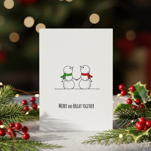Sweet Snowman Couple Christmas Greeting Card シーズンカード