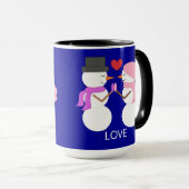 Sweet Snowpeople in Love: Dark Blue マグカップ (正面右)