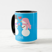 Sweet Snowpeople in Love: Green-blue マグカップ (正面左)
