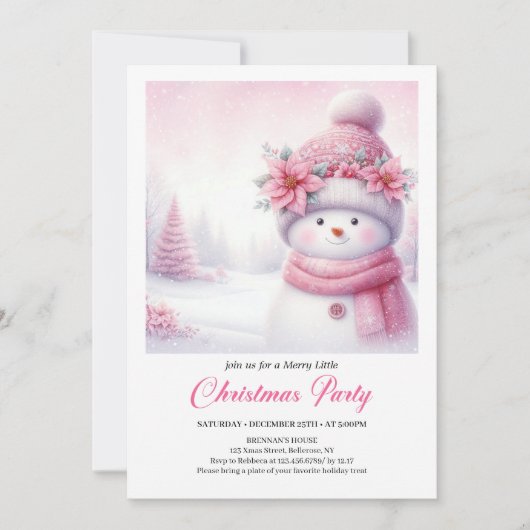 Sweet Snowy Forest Kids Printable Christmas Invite 招待状 (正面)