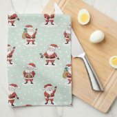 Sweet Snowy Santa Holiday Kitchen Towel キッチンタオル (四つ折り)