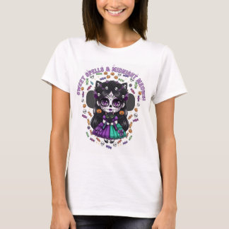 Sweet Spells & Midnight Meows – Catrina Kawaii de Tシャツ