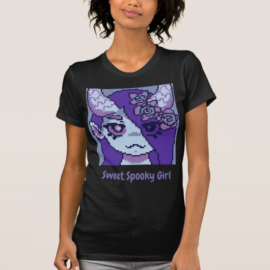 Sweet Spooky Girl Halloween pixel Art Tシャツ (正面)
