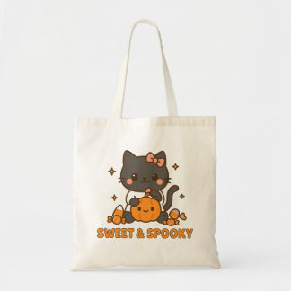 Sweet & Spooky Halloween Tote Bag Cute Candy Cat トートバッグ