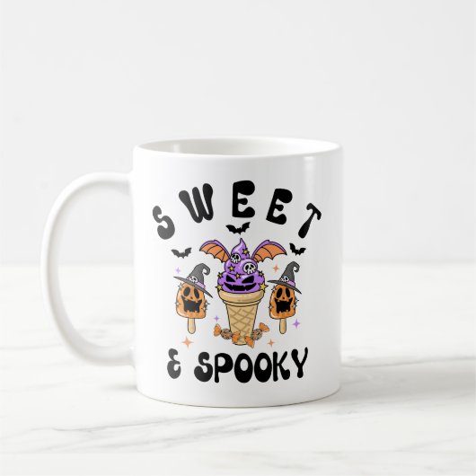 Sweet & Spooky Retro Monster Ice Cream Halloween  コーヒーマグカップ (左)