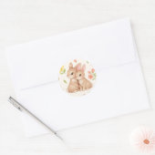 Sweet Spring Bunnies & Floral Garden Pattern ラウンドシール (封筒)