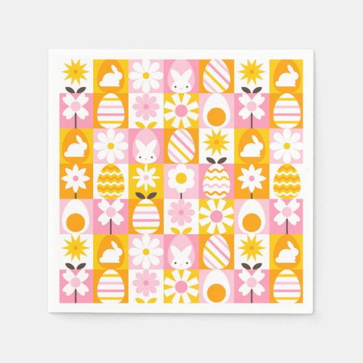 Sweet Spring Easter Patchwork  スタンダードカクテルナプキン (正面)