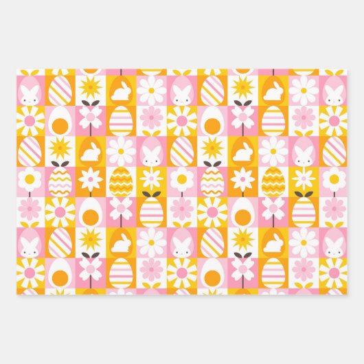 Sweet Spring Easter Patchwork  ラッピングペーパーシート (正面)