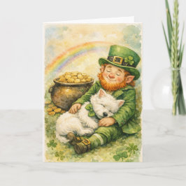 Sweet St. Patrick’s Day Westie & Leprechaun Card カード