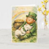 Sweet St. Patrick’s Day Westie & Leprechaun Card カード (黄色い花)