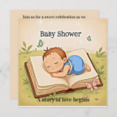 Sweet Story Baby Shower Invitation – Cozy Sleeping 招待状 (正面/裏面)
