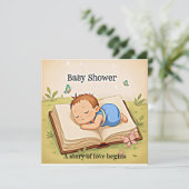 Sweet Story Baby Shower Invitation – Cozy Sleeping 招待状 (スタンド正面)