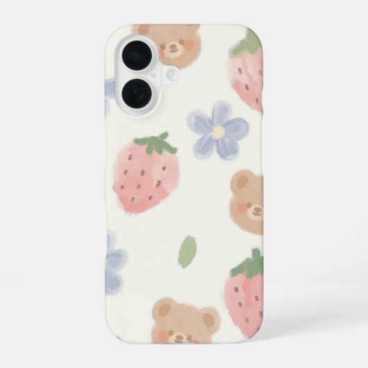 Sweet Strawbear Charm iPhoneケース iPhone 16ケース (裏面)
