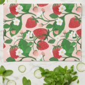 Sweet Strawberries and Blossoms キッチンタオル (折り畳み)
