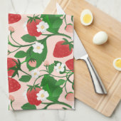 Sweet Strawberries and Blossoms キッチンタオル (四つ折り)