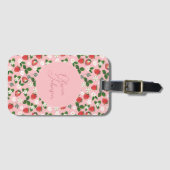 Sweet Strawberries Flowers Watercolor Floral ラゲッジタグ (正面横)