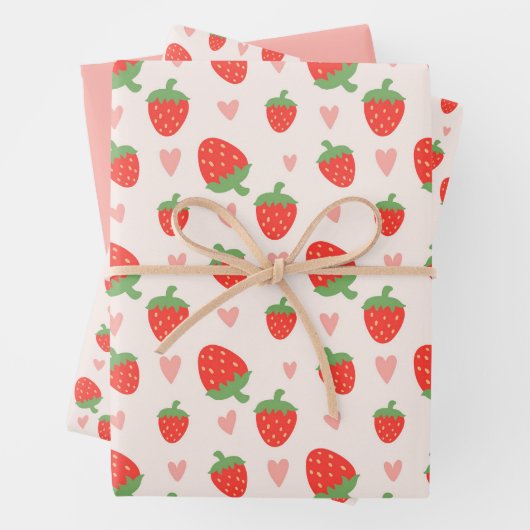Sweet Strawberries & Hearts Wrapping Paper Set ラッピングペーパーシート (インサイチュ)