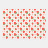 Sweet Strawberries & Hearts Wrapping Paper Set ラッピングペーパーシート (正面)