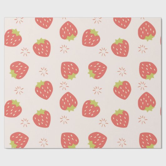 Sweet Strawberries Pattern ラッピングペーパー (フラット)