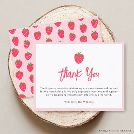 Sweet Strawberry Baby Shower Thank You Card ポストカード
